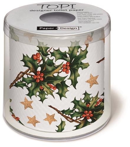 Toilet paper roll printed Holly all over - mistletoe