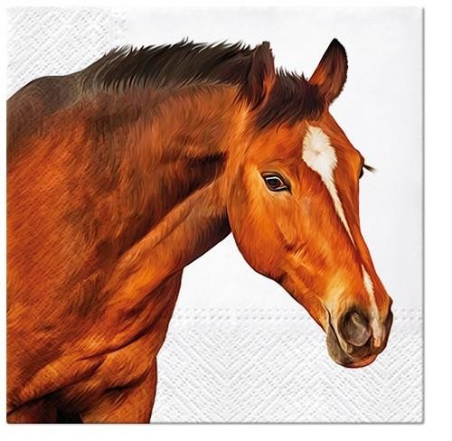 20 Servietten Horse Head - Großes Pferd auf Weiß 33x33cm