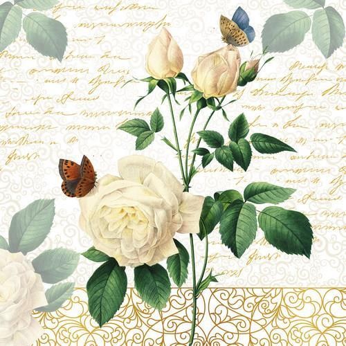 20 Servietten Rose Lace – Wachstum weißer Rosen 33x33cm