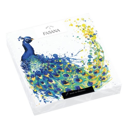 20 Napkins Coloured Peacock - Peacock with colorful feathers 33x33cm