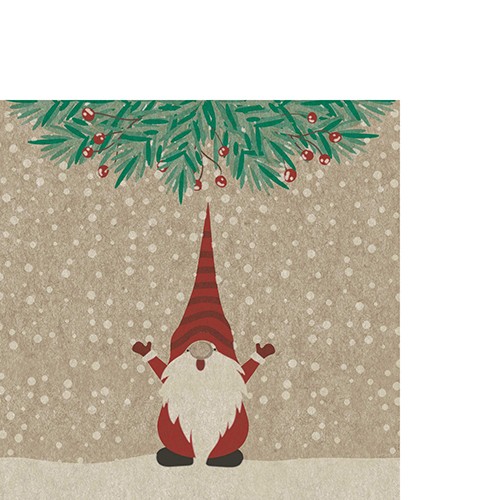 25 small cocktail napkins sustainable Happy Santas - Merry Christmas elves 25x25cm