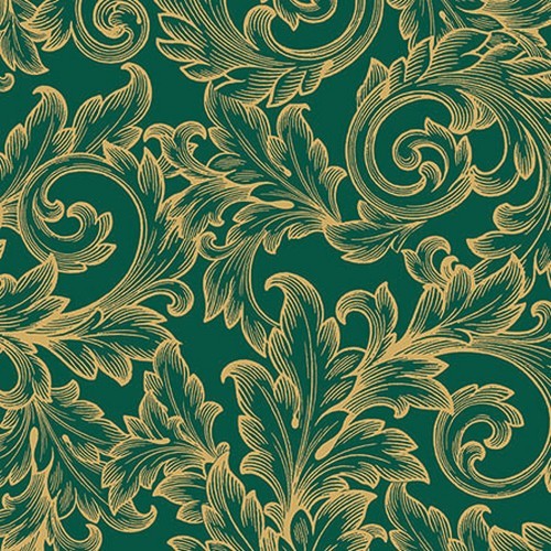 20 napkins Baroque gold/green - Baroque wings green-gold 33x33cm