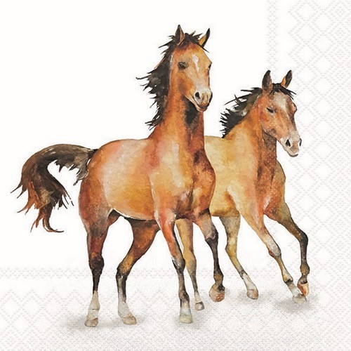 20 Servietten Wild Horses - Pferde auf weiß 33x33cm