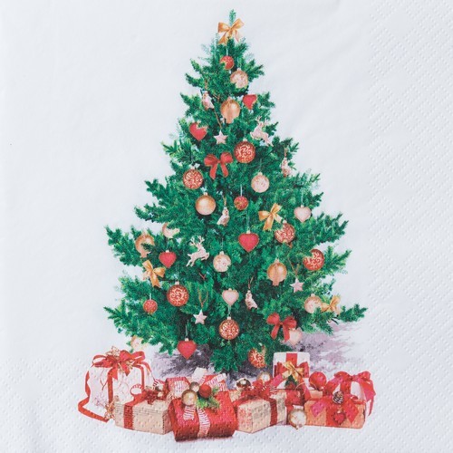 20 Servietten Under the Tree - Geschenke unter Weihnachtsbaum 33x33cm