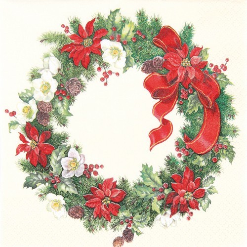 20 Servietten Christmas Wreath - Adventskranz 33x33cm