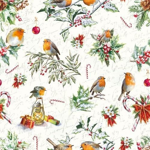 20 Servietten Christmas Ornaments – Viele Vögel in Weihnachtsstimmung 33x33cm