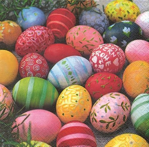 20 Servietten Colourful eggs - Farbenfrohe Ostereier 33x33cm