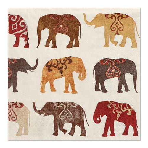 20 Servietten Elephants - Elefanten mit Muster 33x33cm