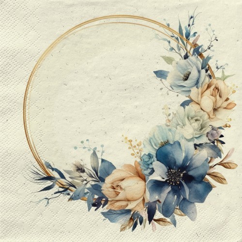 20 Servietten nachhaltig Gras Elegant Wreath - Ring mit eleganten Blumen 33x33cm