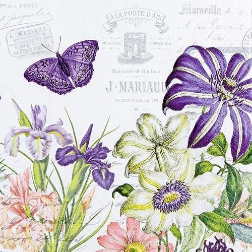 20 Servietten Belle Jardin - Vintage Komposition mit Blumen 33x33cm