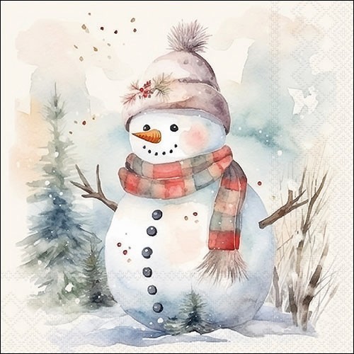 20 Servietten Snowman in Nature - Schneemann mit Freude 33x33cm