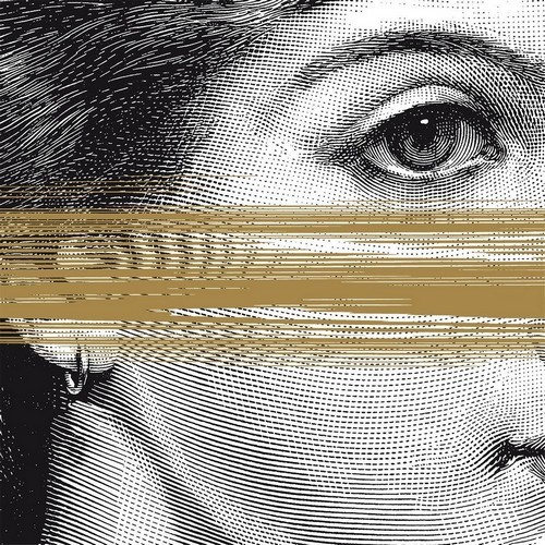 20 napkins Golden Eye - Lady on golden stripes 33x33cm