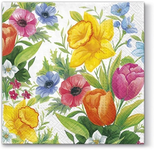 20 Napkins Spring Meadow - Spring flowers in bright colors 33x33cm