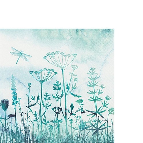 20 small cocktail napkins Grasses - flower meadow in the mist 25x25cm
