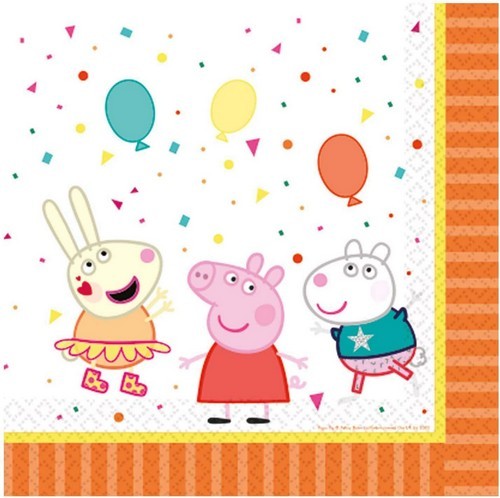 16 Servietten Peppa Pig - Schweinchen-Party 33x33cm