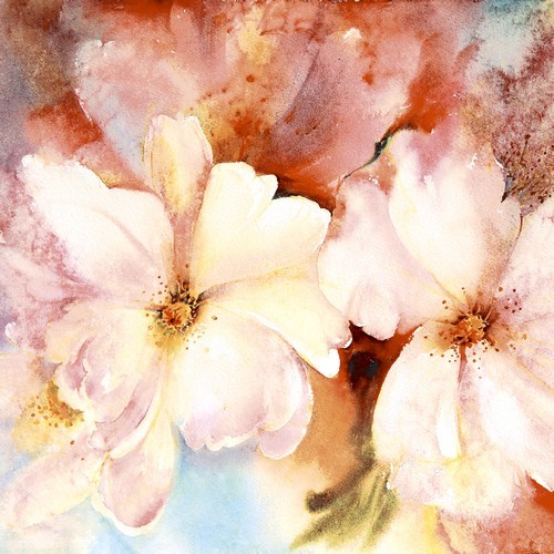 20 Servietten Painted Blooms - Blüten von der Kunst 33x33cm