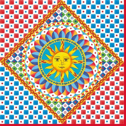 20 Servietten Sicily - Muster an großer Sonne 33x33cm