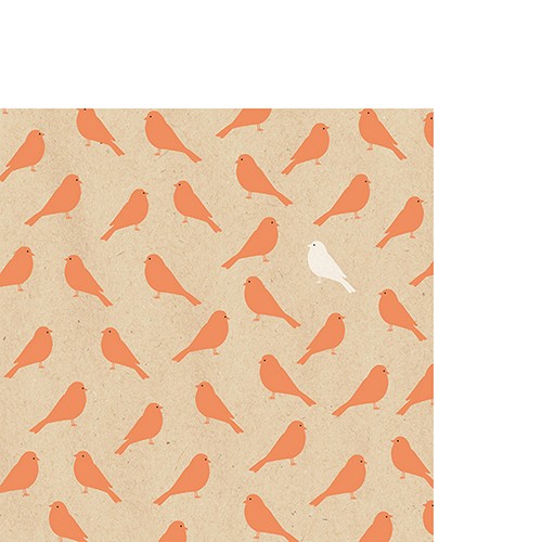 20 kleine Cocktailservietten aus Recycling-Papier Bird Pattern orange - Viele, kleine Vögel orange 2