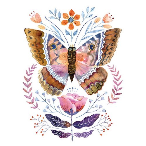 20 Servietten Duchess - Komposition Schmetterling und Blumen 33x33cm