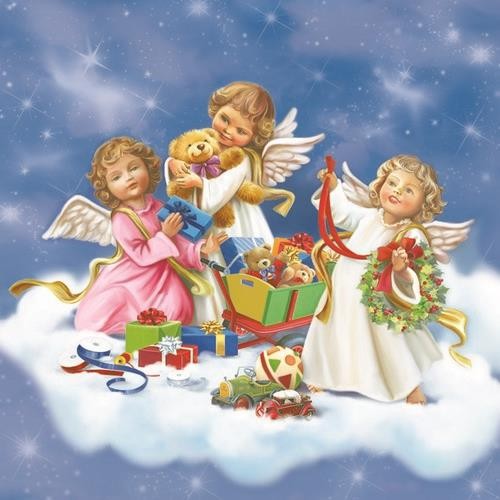 20 Servietten Angel with Toys – Engel mit Spielzeug 33x33cm