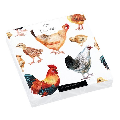 20 Napkins Lucky Chicken - Happy chickens and chicks 33x33cm