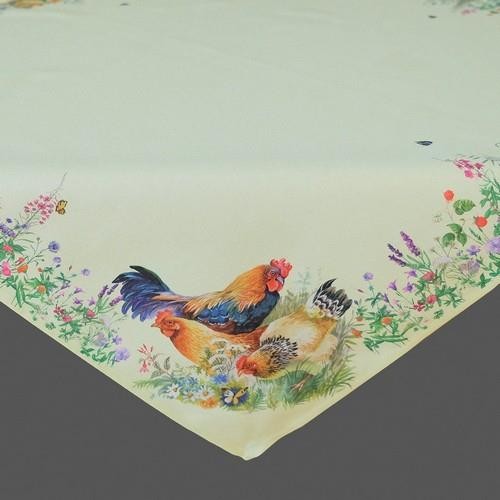 Center blanket polyester rooster, hen & chick 85x85cm