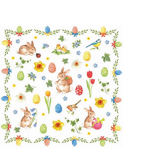 20 small cocktail napkins Easter Collage - Cute Easter symbols 25x25cm