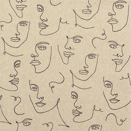 20 Servietten nachhaltig Faces - Verschiedene Gesichter 33x33cm