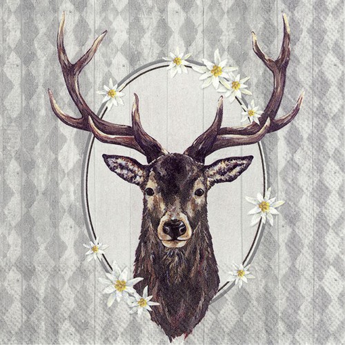 20 Napkins Ludwig grey - Deer to edelweiss gray 33x33cm