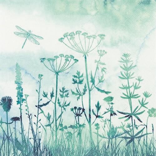 20 Servietten Grasses - Blumenwiese im Nebel 33x33cm