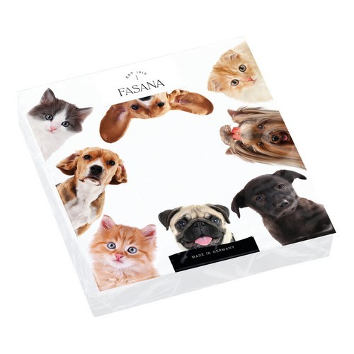 20 napkins Hello my little Friends - dogs and cats in circle 33x33cm