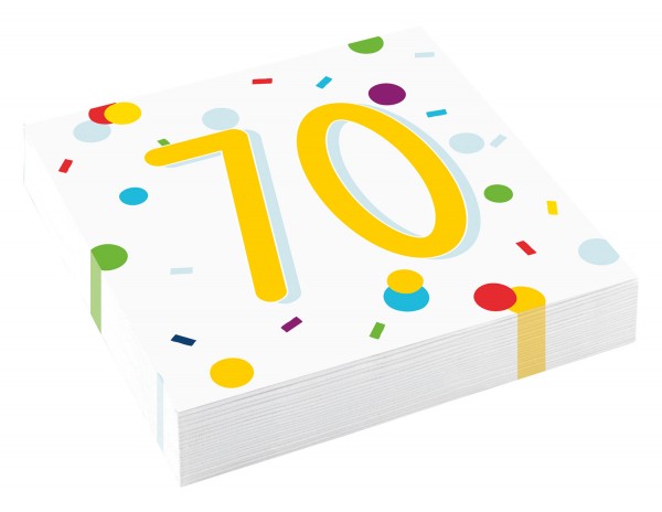 20 Servietten Confetti Birthday 70 - 70. Geburtstag mit Punkte und Konfetti 33x33cm