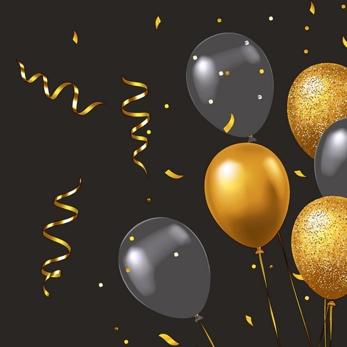 20 Servietten Elegant Balloons - Partyballons in schwarz und gold 33x33cm