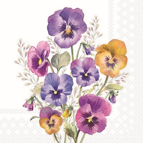 20 napkins Pansies - Pansies in beautiful colors 33x33cm