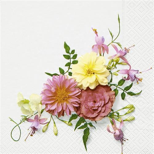 20 Servietten Potpourri – Handverlesene Blumen 33x33cm