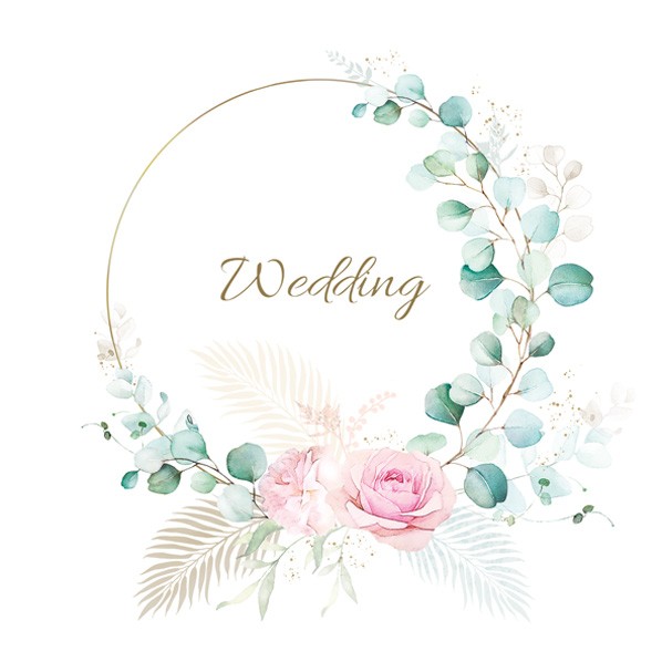 20 Servietten Wedding Eucalyptus and Roses Wreath - Kranz mit Eukalyptus für Hochzeit 33x33cm