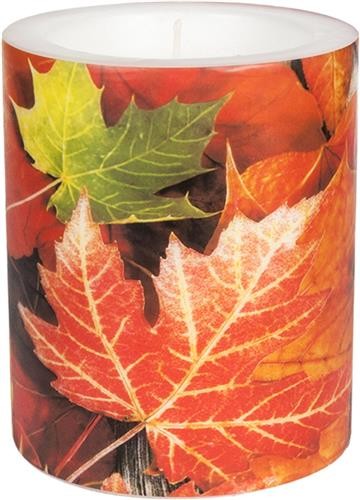 AV Kerze rund Maple Leaves - Ahornblätter Ø10cm, Höhe 12cm