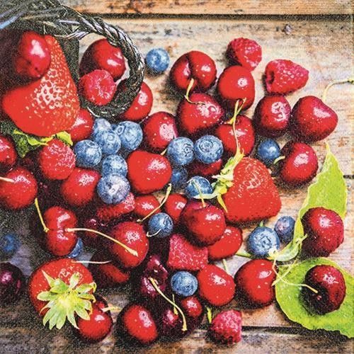 20 Servietten Tasty Berries - Beeren aus dem Garten 33x33cm