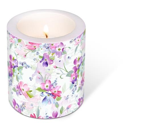 Kerze rund Sweet Pinks – Süßer Blumenglanz Ø9cm, Höhe 10cm