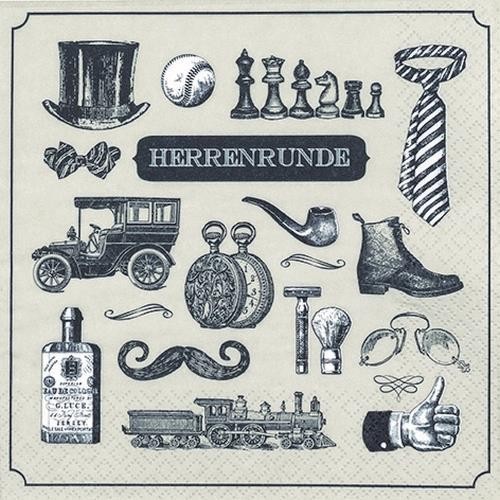 20 Servietten Herrenrunde - Herren der Zeit 33x33cm