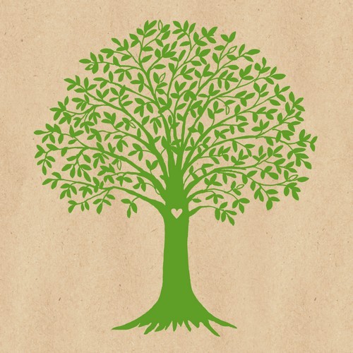 20 Servietten aus Recycling-Papier Tree of Love - Grüner Baum 33x33cm