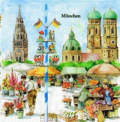 20 Napkins Munich - City view of Munich 33x33cm