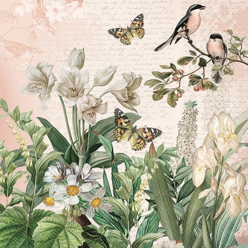 20 napkins Flower Garden - Animals in the flower garden 33x33cm
