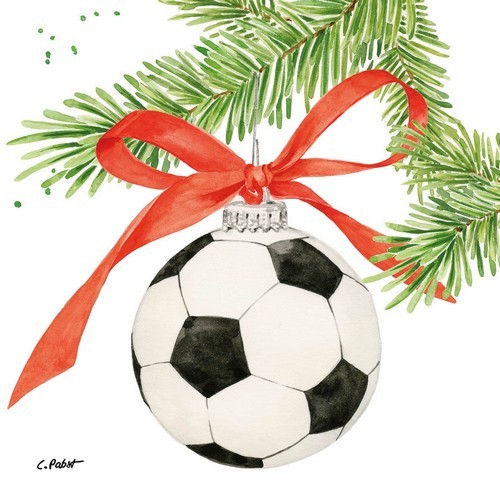 20 Servietten Football Ornament - Fußball am Weihnachtsbaum 33x33cm