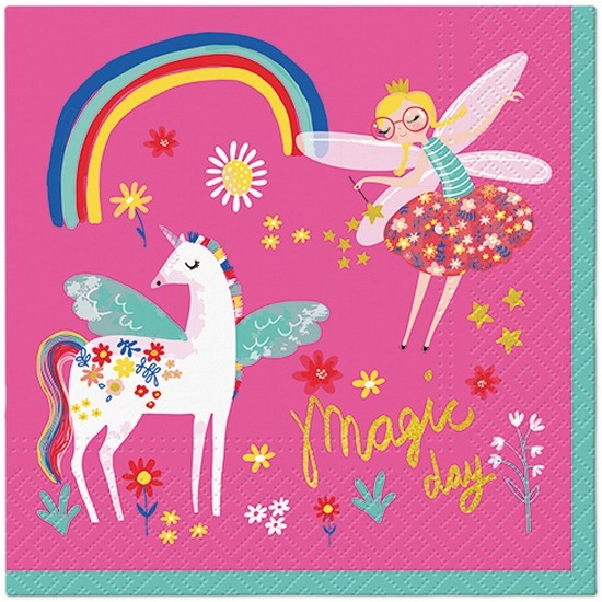 20 napkins Fairy Unicorn - Magical fairy with unicorn 33x33cm