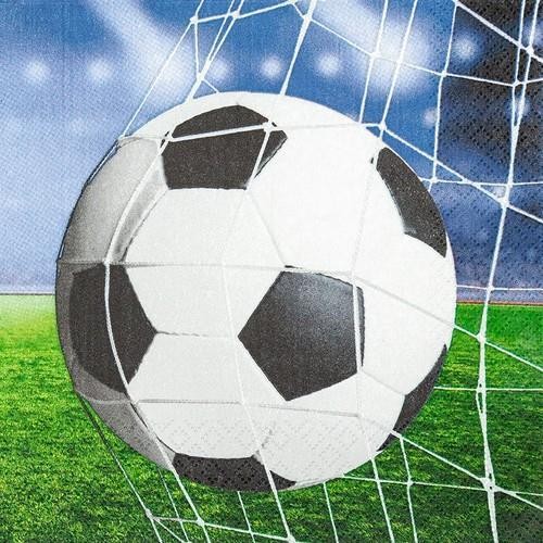 20 Servietten Soccer - Fussball im Netz 33x33cm