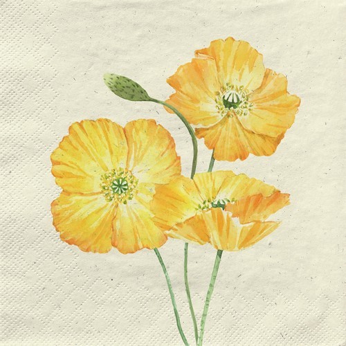 20 napkins sustainable grass Yellow Beauties - Yellow poppies 33x33cm