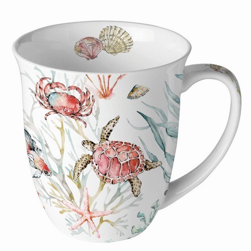 Porcelain mug Sea Animals - Sea animals on corals 0.4L, height 10.5cm