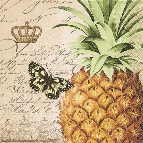 20 Servietten Royal Pineapple - Große Ananas 33x33cm