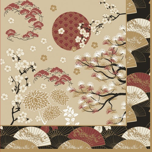 20 Servietten Kimono - Asiatische Natur 33x33cm